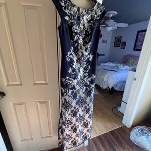 Elegant Navy and White Floral Dress